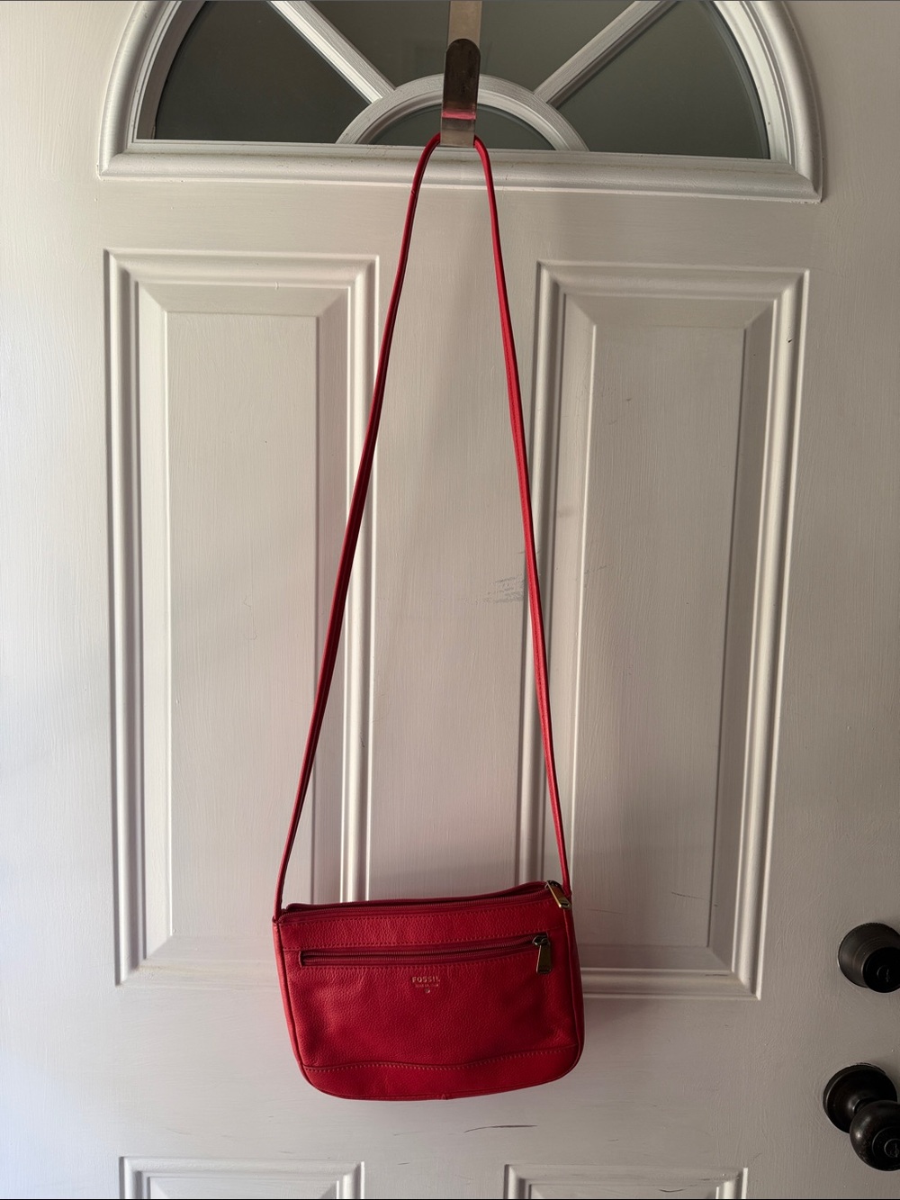 Fossil Red Leather Crossbody Shoulder Bag